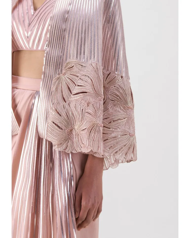Rose Metallic Organza Cape & Skirt Set