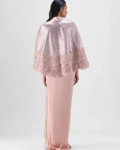 Rose Metallic Organza Cape & Skirt Set