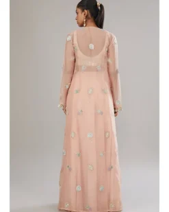 Rose Pink Embroidered Bustier With Embroidered Jacket And Sharara Set