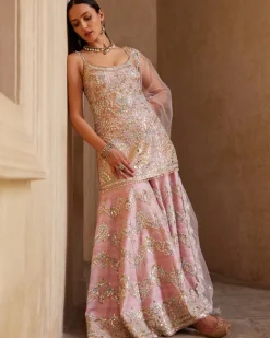 Rose Pink Strappy Sharara Set