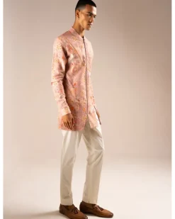 Rose Versailles Cotton Linen Zipper Kurta Pyjama Set