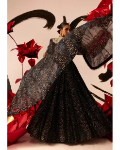 Rosette Embroidered Cape & Skirt Set