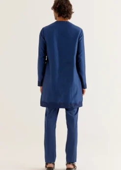 Royal Blue Dori Embroidered Kurta And Bandi Set