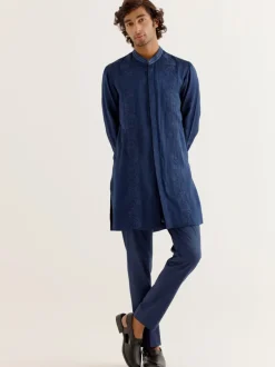 Royal Blue Front-Open Kurta Set