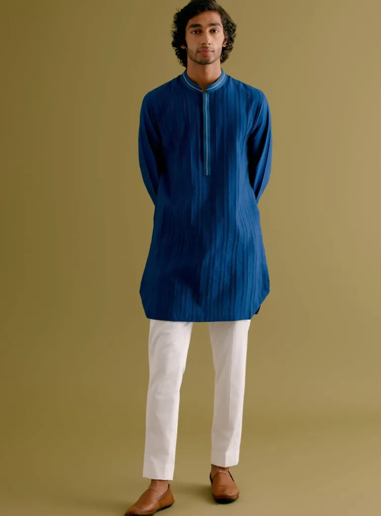 Royal Blue Pin Tuck Kurta Set