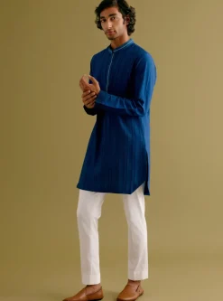 Royal Blue Pin Tuck Kurta Set