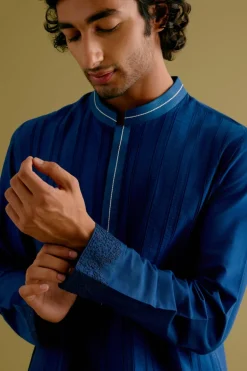 Royal Blue Pin Tuck Kurta Set