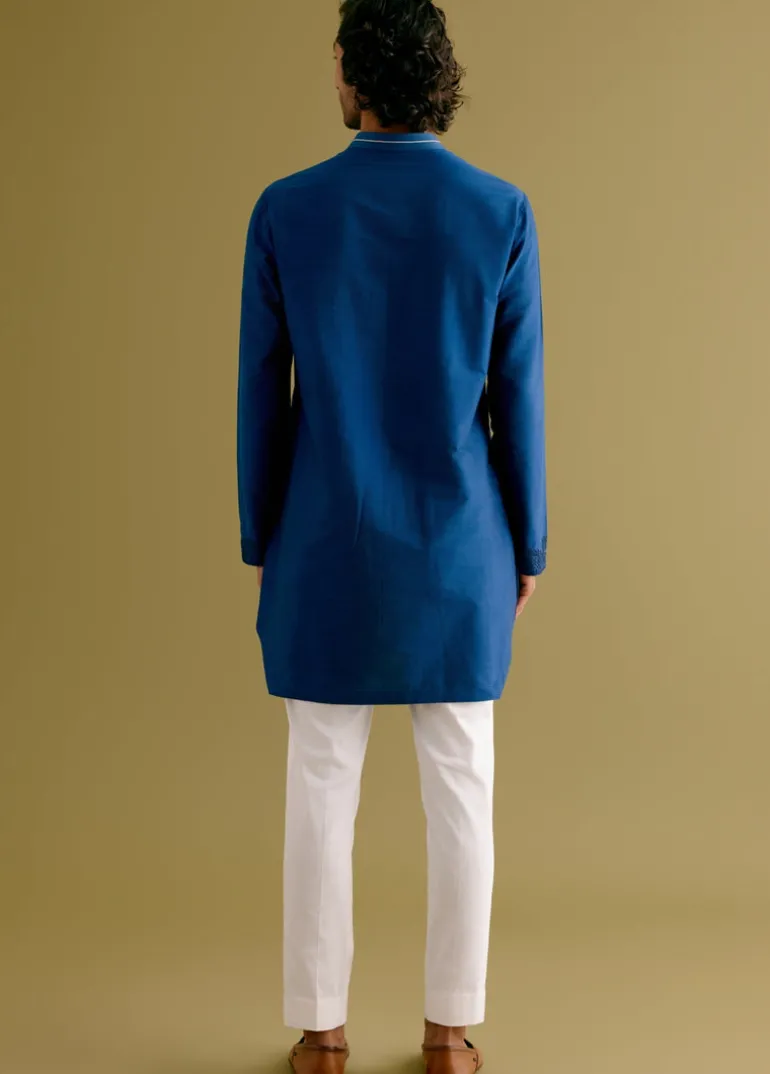 Royal Blue Pin Tuck Kurta Set