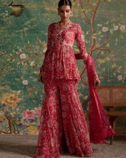 Royal Fuchsia Print Awespiring Gharara Set