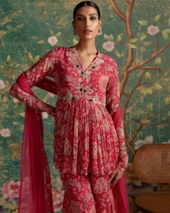 Royal Fuchsia Print Awespiring Gharara Set