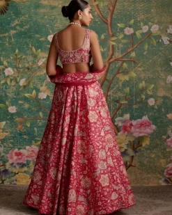 Royal Fuchsia Print Demi Lehenga Set