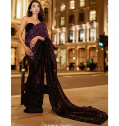 Royal Purple To Black Ombre Sari