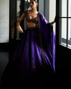 Royalty Purple Sequins Scattered Lehenga Set