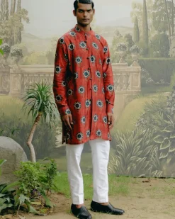 Ruby Red Printed Kurta Set