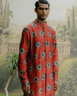 Ruby Red Printed Kurta Set