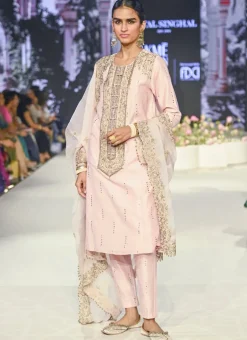 Ruksaan Blush Pink Embroidered Kurta And Pant With Embroidered Dupatta Set