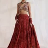 Rust And Ivory Embroidered Skirt Set