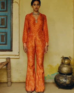 Rust Bandhej Co-Ord Set
