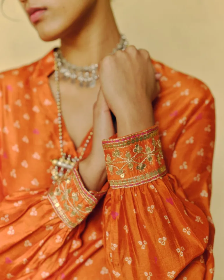 Rust Bandhej Co-Ord Set