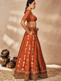 Rust Foil Lehenga Set