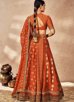 Rust Foil Lehenga Set
