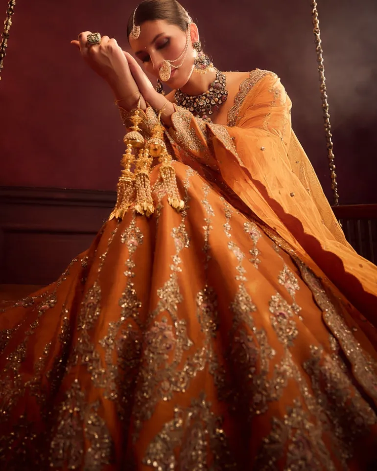 Rust Konkona Lehenga Set
