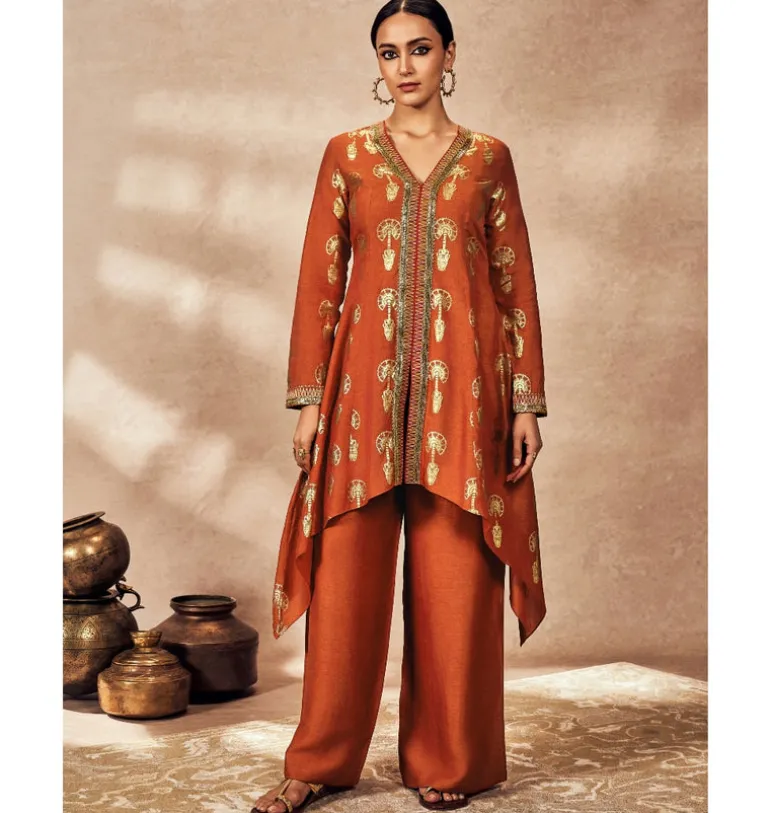 Rust Traveler's Palm Tunic Set
