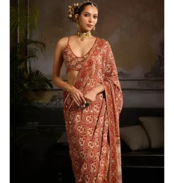 Rustic Radiance Pre-Stitched Sari Set