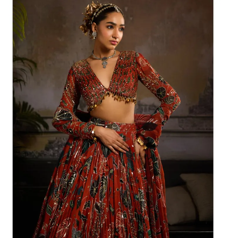 Saffron Ember Lehenga Set