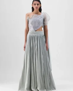 Sage Corded Coral Lehenga Set