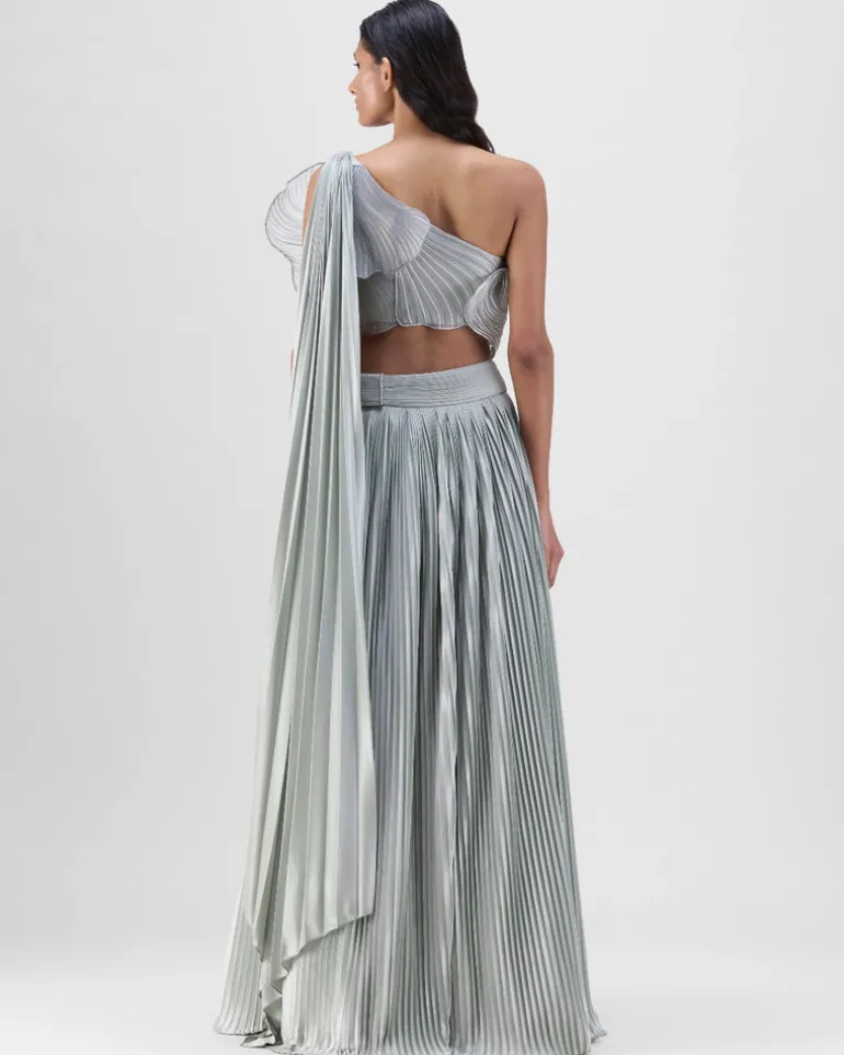 Sage Corded Coral Lehenga Set