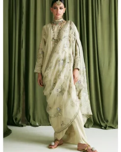 Sage Green Alisha Kurta & Pinched Skirt Set
