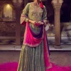 Sage Green, Bangani And Gulabi Gulaal Johri Skirt Set