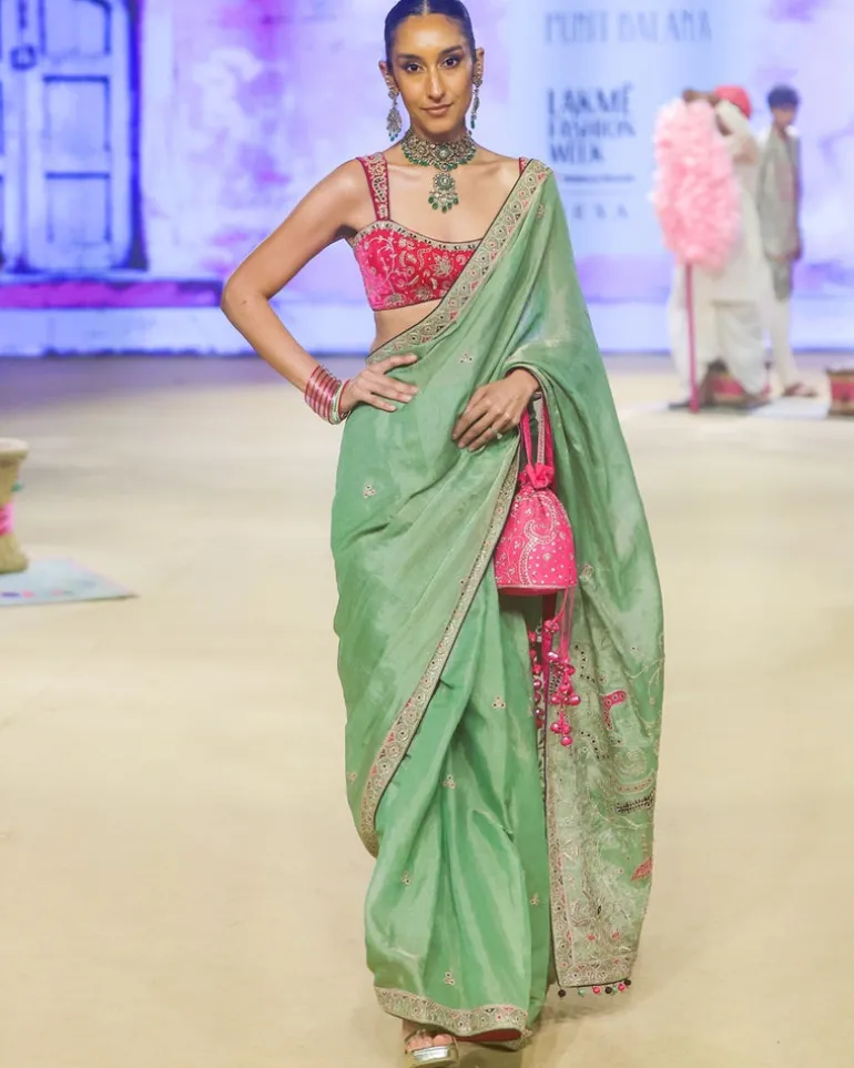 Sage Green Classic Tissue Sari