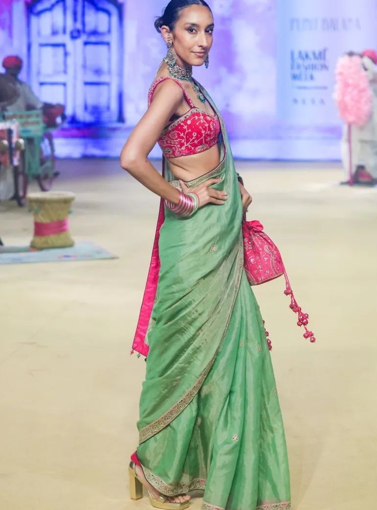 Sage Green Classic Tissue Sari