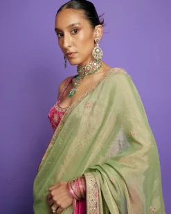 Sage Green Classic Tissue Sari