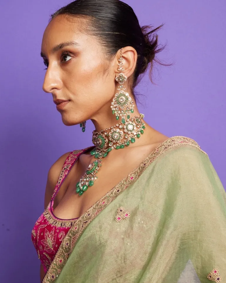 Sage Green Classic Tissue Sari
