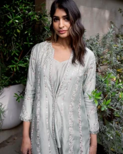 Sage Green Embroidered Borgia Set