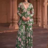 Sage Green Floral Print & Highlighted Peplum Set