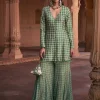 Sage Green Grid Print & Highlighted Jacket Set