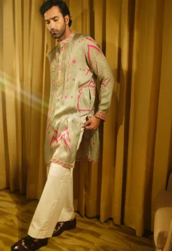 Sage Green Gurfateh Pirzada Kurta Set