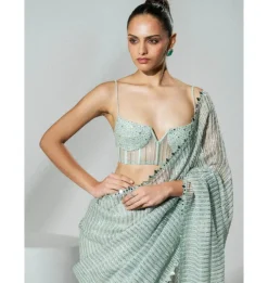 Sage Green Handloom Sari Set