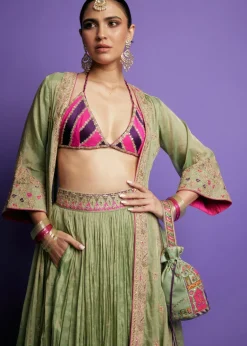 Sage Green Johari Cape Set