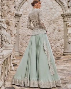Sage Green Neo Drape Lehenga Set