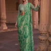 Sage Green Thikri Print and Highlighted Sharara Sari Set