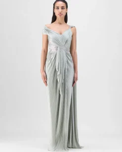 Sage Mineral Plisse Gown