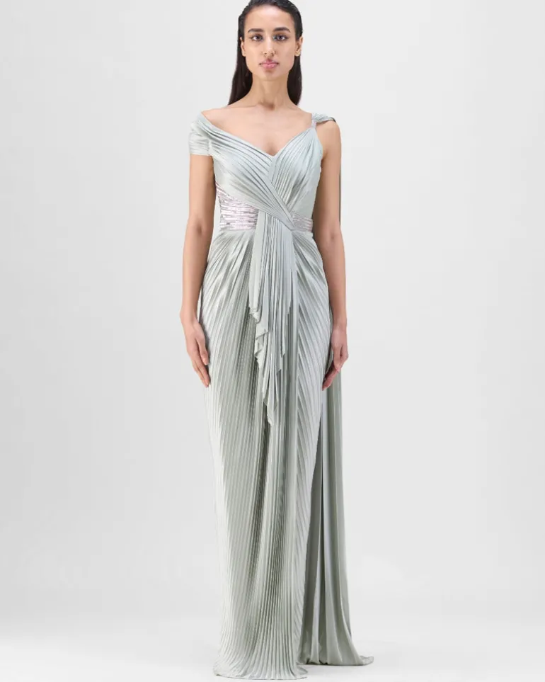 Sage Mineral Plisse Gown