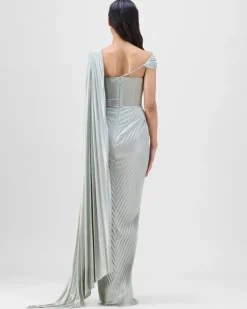 Sage Mineral Plisse Gown