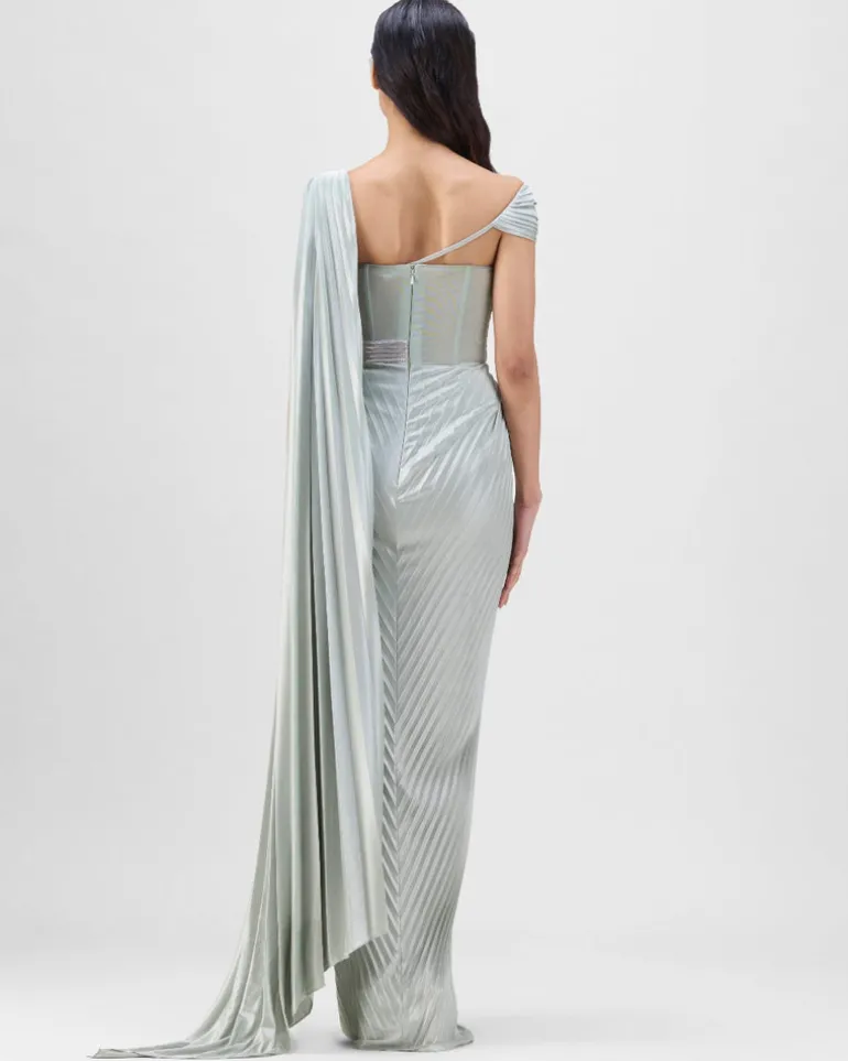 Sage Mineral Plisse Gown