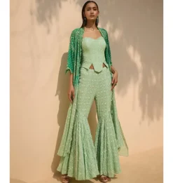 Sage Reverie Corset Cape & Pant Set